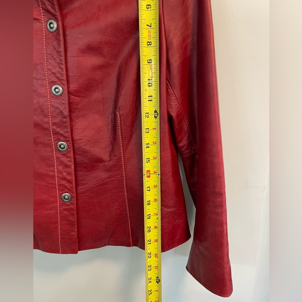 Bernardo, Petite Small, dark red leather jacket snap closure lined lightweight - Picture 4 of 9